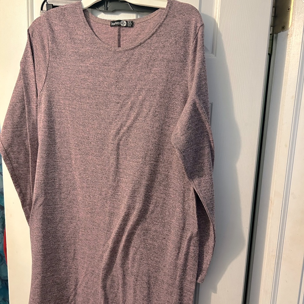 Pink & Gray heathered 3/4 sleeve oversized flowy tunic